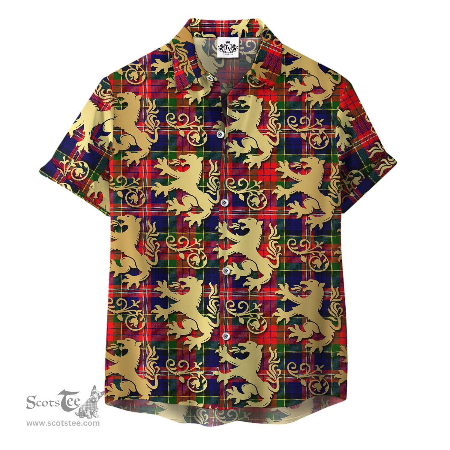 ScotsTee Shop Scottish MacPherson Modern Clan Tartan Lion Rampant Hawaiian Shirt