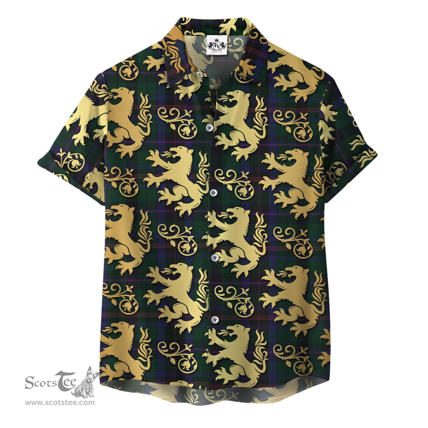 ScotsTee Shop Scottish Phillips of Wales Clan Tartan Lion Rampant Hawaiian Shirt