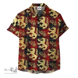 ScotsTee Shop Scottish Ramsay Red Clan Tartan Lion Rampant Hawaiian Shirt