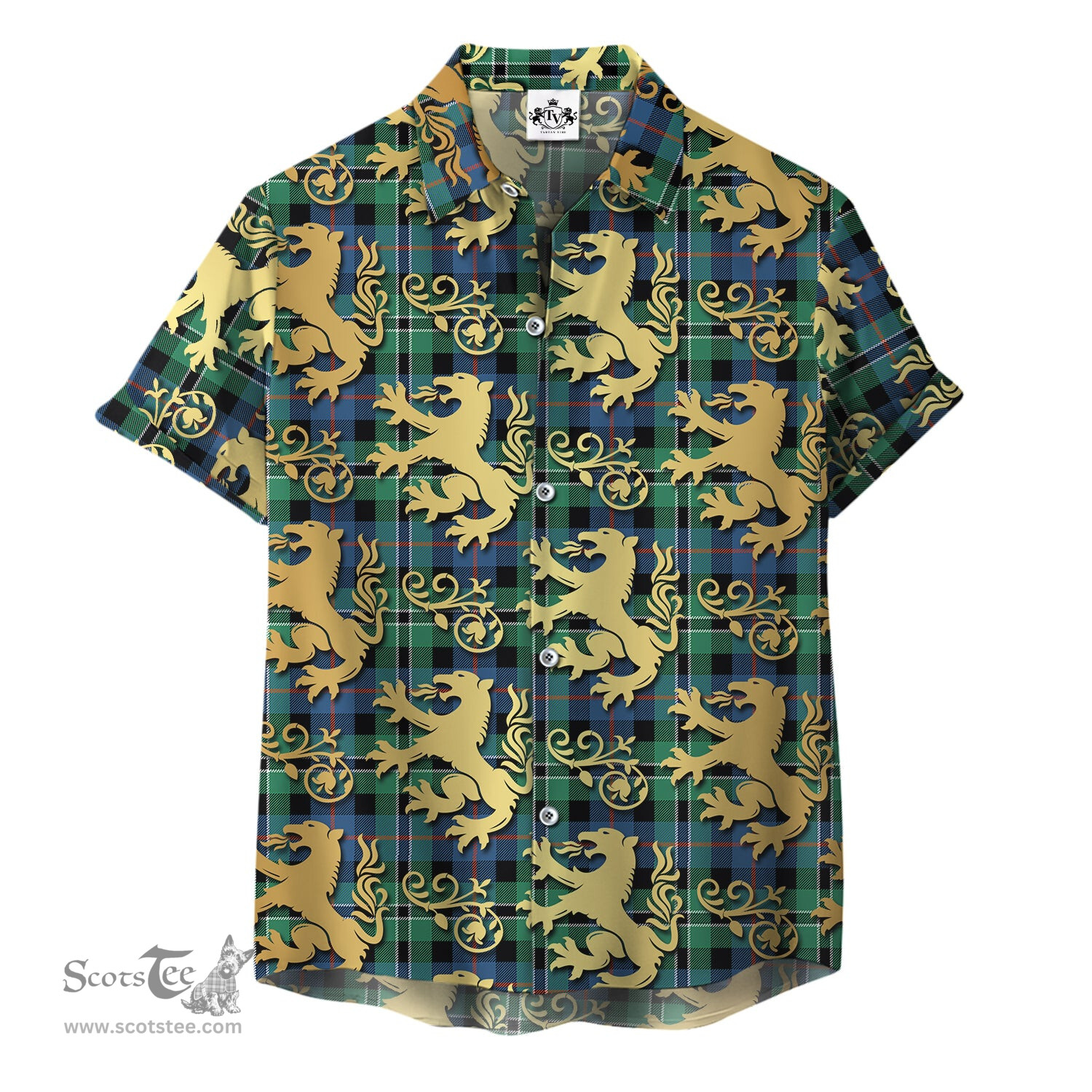 ScotsTee Shop Scottish Rose Hunting Ancient Clan Tartan Lion Rampant Hawaiian Shirt