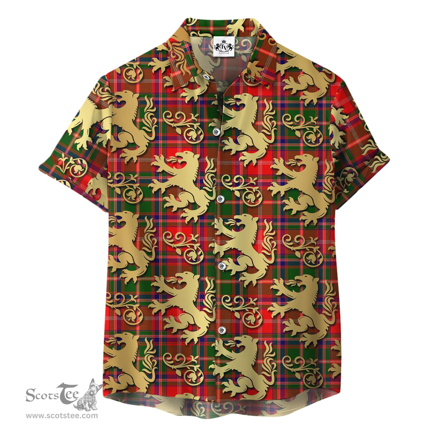 ScotsTee Shop Scottish Somerville Modern Clan Tartan Lion Rampant Hawaiian Shirt
