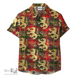 ScotsTee Shop Scottish Somerville Modern Clan Tartan Lion Rampant Hawaiian Shirt