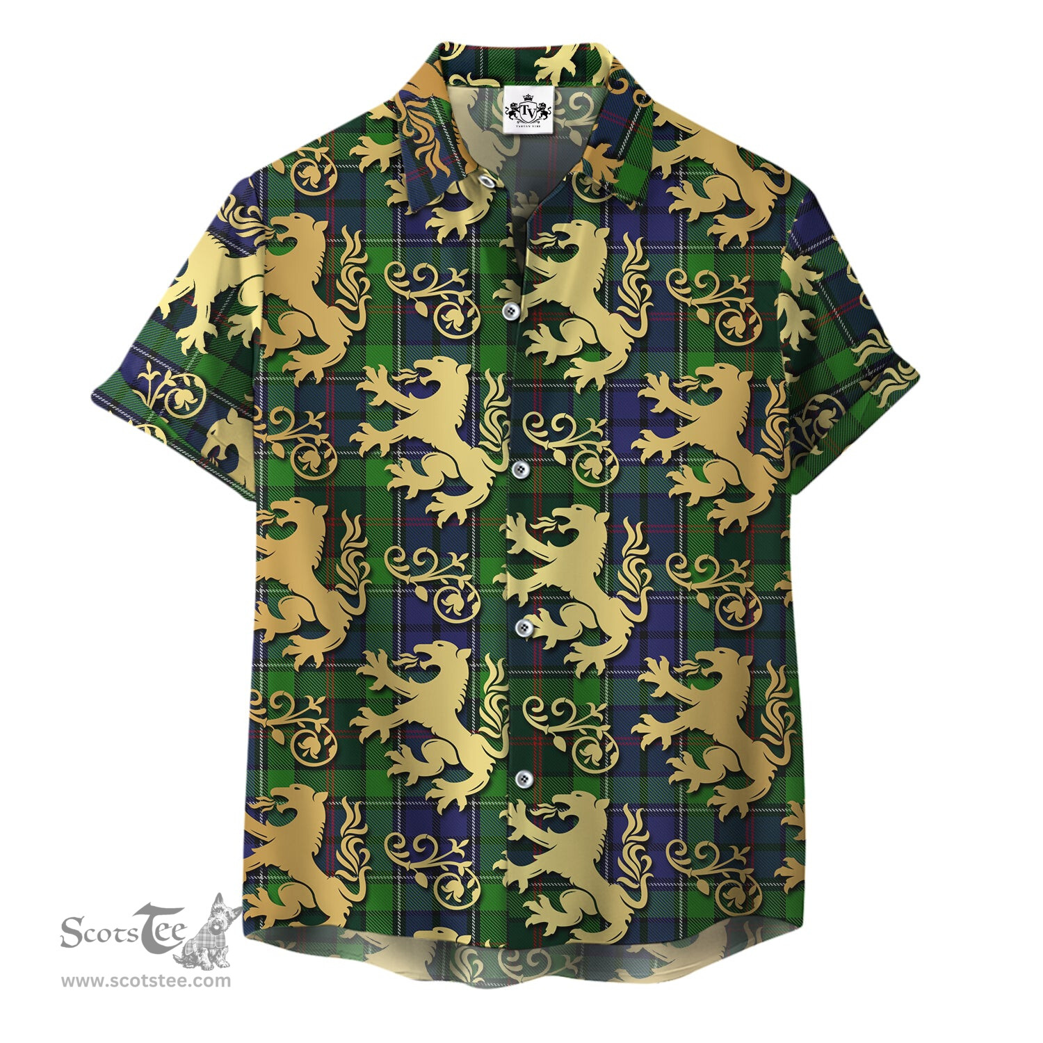 ScotsTee Shop Scottish Rutledge Clan Tartan Lion Rampant Hawaiian Shirt