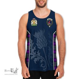 ScotsTee Shop Scottish Armstrong Modern Clan Scottish Crest and Scottish Thistle Sport Tartan Mens Tanks Top