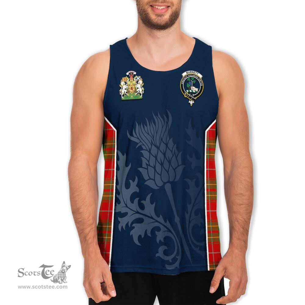ScotsTee Shop Scottish Burnett Ancient Clan Scottish Crest and Scottish Thistle Sport Tartan Mens Tanks Top