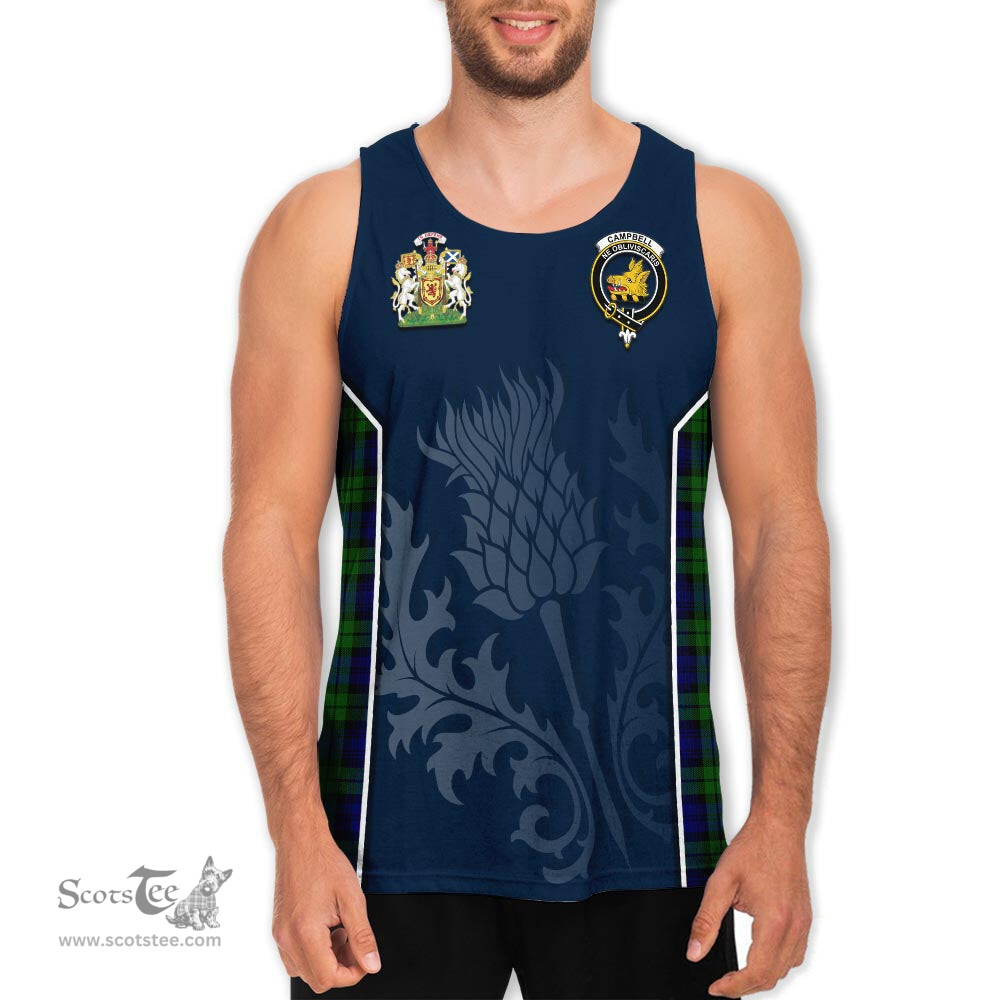 ScotsTee Shop Scottish Campbell Modern Clan Scottish Crest and Scottish Thistle Sport Tartan Mens Tanks Top