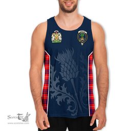 ScotsTee Shop Scottish Hamilton Modern Clan Scottish Crest and Scottish Thistle Sport Tartan Mens Tanks Top