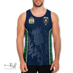 ScotsTee Shop Scottish Duncan Ancient Clan Scottish Crest and Scottish Thistle Sport Tartan Mens Tanks Top