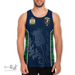 ScotsTee Shop Scottish Haldane Clan Scottish Crest and Scottish Thistle Sport Tartan Mens Tanks Top