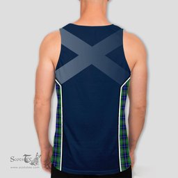 ScotsTee Shop Scottish Douglas Clan Scottish Crest and Scottish Thistle Sport Tartan Mens Tanks Top