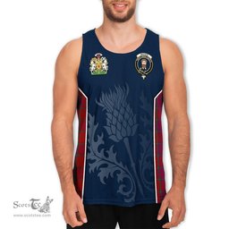 ScotsTee Shop Scottish MacNab Old Clan Scottish Crest and Scottish Thistle Sport Tartan Mens Tanks Top