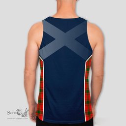 ScotsTee Shop Scottish MacQuarrie Modern Clan Scottish Crest and Scottish Thistle Sport Tartan Mens Tanks Top