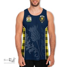 ScotsTee Shop Scottish MacLeod of Lewis Modern Clan Scottish Crest and Scottish Thistle Sport Tartan Mens Tanks Top
