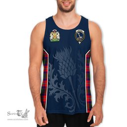 ScotsTee Shop Scottish Hopkirk Clan Scottish Crest and Scottish Thistle Sport Tartan Mens Tanks Top