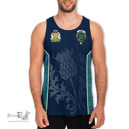 ScotsTee Shop Scottish Irvine Ancient Clan Scottish Crest and Scottish Thistle Sport Tartan Mens Tanks Top