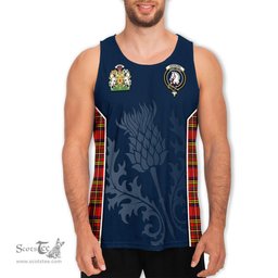 ScotsTee Shop Scottish Hepburn Modern Clan Scottish Crest and Scottish Thistle Sport Tartan Mens Tanks Top