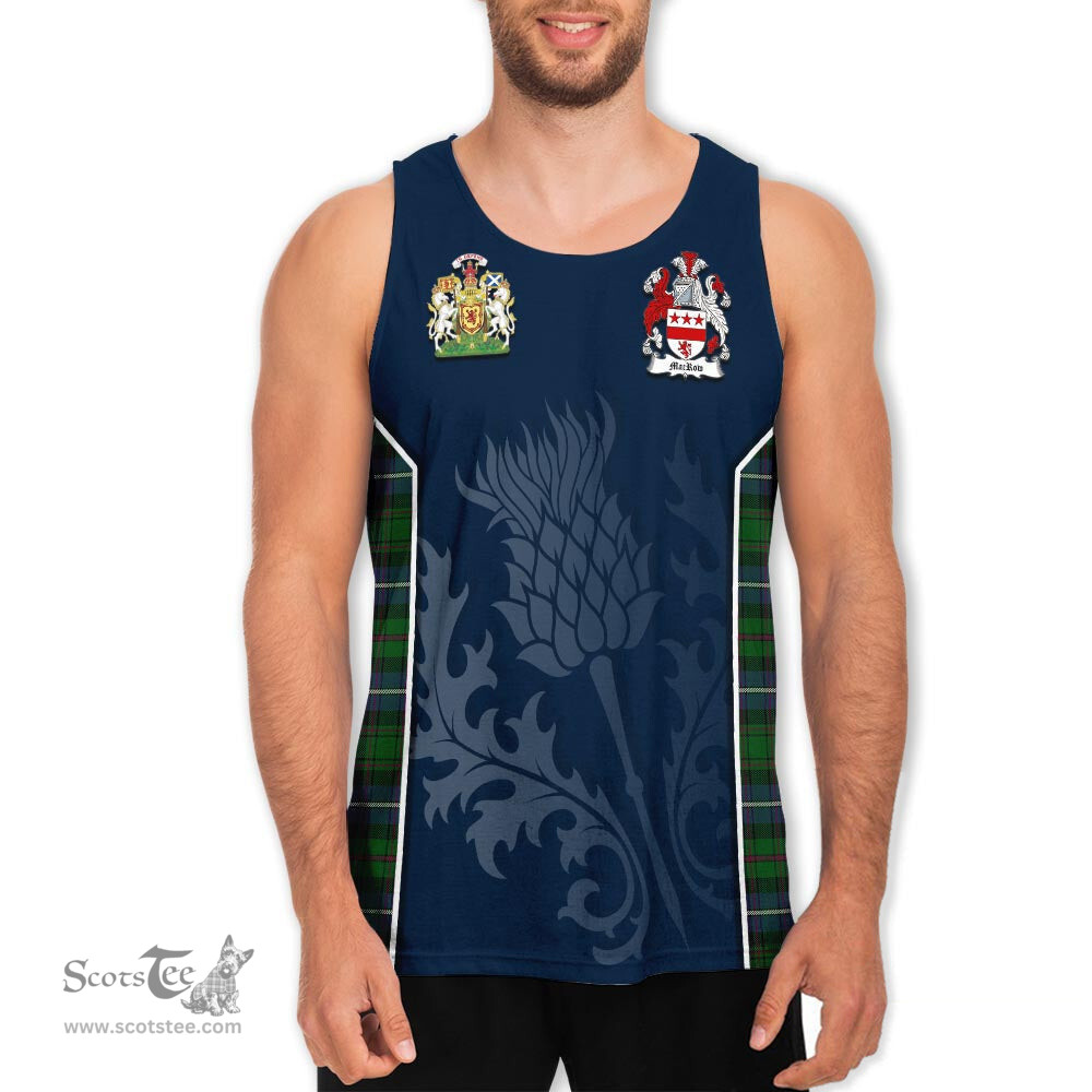 ScotsTee Shop Scottish MacRow Hunting Clan Scottish Crest and Scottish Thistle Sport Tartan Mens Tanks Top