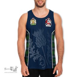 ScotsTee Shop Scottish MacRow Hunting Clan Scottish Crest and Scottish Thistle Sport Tartan Mens Tanks Top