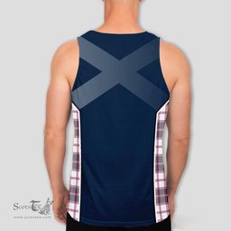 ScotsTee Shop Scottish MacPherson Hunting Modern Clan Scottish Crest and Scottish Thistle Sport Tartan Mens Tanks Top