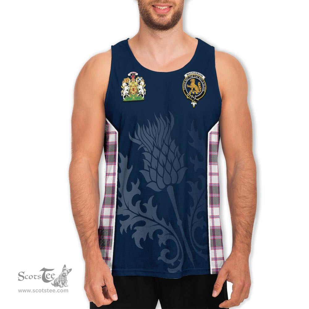 ScotsTee Shop Scottish MacPherson Hunting Modern Clan Scottish Crest and Scottish Thistle Sport Tartan Mens Tanks Top