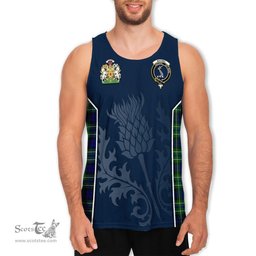 ScotsTee Shop Scottish MacNeil of Colonsay Modern Clan Scottish Crest and Scottish Thistle Sport Tartan Mens Tanks Top