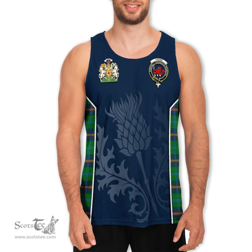 ScotsTee Shop Scottish Young Modern Clan Scottish Crest and Scottish Thistle Sport Tartan Mens Tanks Top
