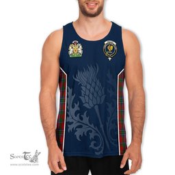ScotsTee Shop Scottish Sinclair Clan Scottish Crest and Scottish Thistle Sport Tartan Mens Tanks Top