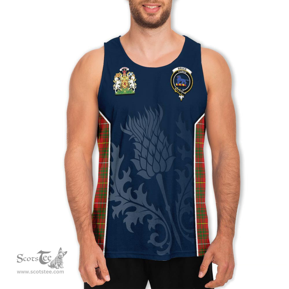 ScotsTee Shop Scottish Bruce Modern Clan Scottish Crest and Scottish Thistle Sport Tartan Mens Tanks Top