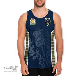 ScotsTee Shop Scottish Burns Check Clan Scottish Crest and Scottish Thistle Sport Tartan Mens Tanks Top