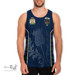 ScotsTee Shop Scottish Blair Clan Scottish Crest and Scottish Thistle Sport Tartan Mens Tanks Top