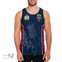 ScotsTee Shop Scottish Gow Modern Clan Scottish Crest and Scottish Thistle Sport Tartan Mens Tanks Top