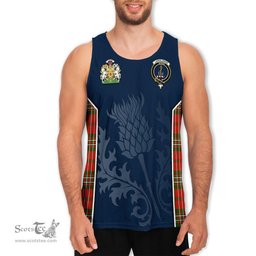 ScotsTee Shop Scottish Langlands Clan Scottish Crest and Scottish Thistle Sport Tartan Mens Tanks Top