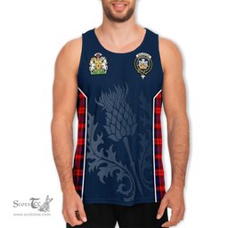 ScotsTee Shop Scottish MacLachlan Modern Clan Scottish Crest and Scottish Thistle Sport Tartan Mens Tanks Top