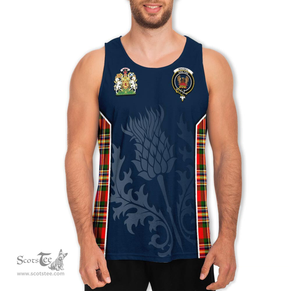 ScotsTee Shop Scottish MacGill Modern Clan Scottish Crest and Scottish Thistle Sport Tartan Mens Tanks Top