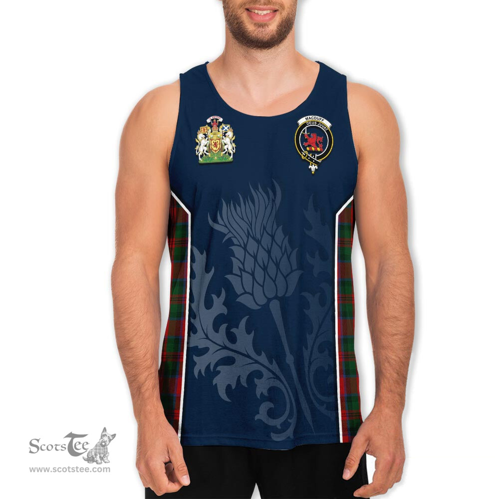 ScotsTee Shop Scottish MacDuff Clan Scottish Crest and Scottish Thistle Sport Tartan Mens Tanks Top