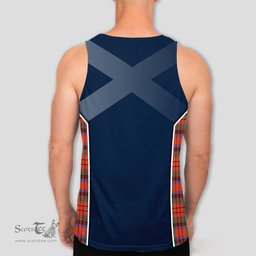 ScotsTee Shop Scottish MacDuff Ancient Clan Scottish Crest and Scottish Thistle Sport Tartan Mens Tanks Top