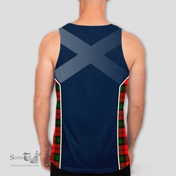 ScotsTee Shop Scottish Kerr Modern Clan Scottish Crest and Scottish Thistle Sport Tartan Mens Tanks Top