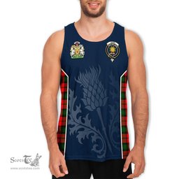 ScotsTee Shop Scottish Kerr Modern Clan Scottish Crest and Scottish Thistle Sport Tartan Mens Tanks Top