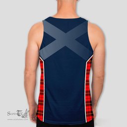 ScotsTee Shop Scottish Wallace Hunting Red Clan Scottish Crest and Scottish Thistle Sport Tartan Mens Tanks Top