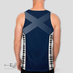ScotsTee Shop Scottish Scott Black White Clan Scottish Crest and Scottish Thistle Sport Tartan Mens Tanks Top