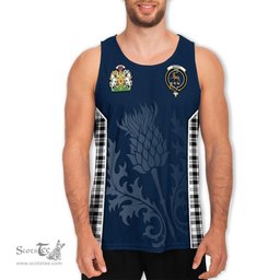 ScotsTee Shop Scottish Scott Black White Clan Scottish Crest and Scottish Thistle Sport Tartan Mens Tanks Top