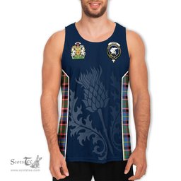 ScotsTee Shop Scottish Norvel Clan Scottish Crest and Scottish Thistle Sport Tartan Mens Tanks Top