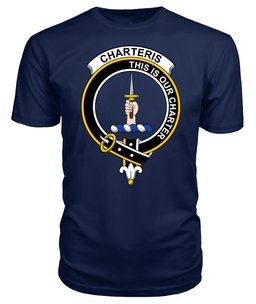 ScotsTee Shop Scottish Charteris (Earls of Wemyss) Clan Tartan Scottish Clans Crest T Shirt
