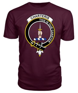 ScotsTee Shop Scottish Charteris (Earls of Wemyss) Clan Tartan Scottish Clans Crest T Shirt