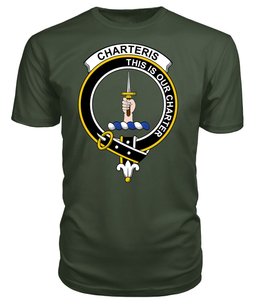 ScotsTee Shop Scottish Charteris (Earls of Wemyss) Clan Tartan Scottish Clans Crest T Shirt