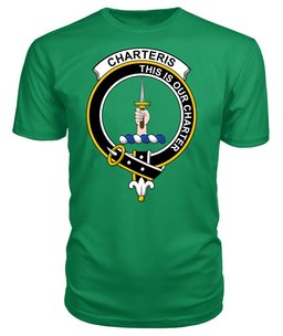 ScotsTee Shop Scottish Charteris (Earls of Wemyss) Clan Tartan Scottish Clans Crest T Shirt