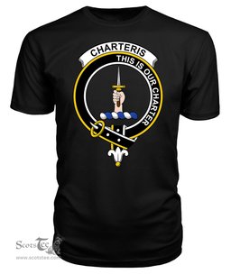 ScotsTee Shop Scottish Charteris (Earls of Wemyss) Clan Tartan Scottish Clans Crest T Shirt