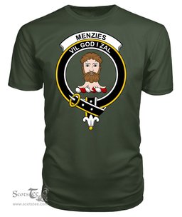 ScotsTee Shop Scottish Menzies Clan Tartan Scottish Clans Crest T Shirt