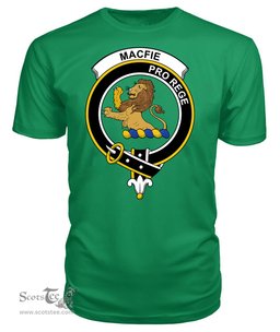 ScotsTee Shop Scottish MacFie (of Dreghorn) Clan Tartan Scottish Clans Crest T Shirt