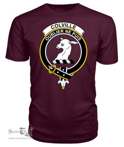 ScotsTee Shop Scottish Colville Clan Tartan Scottish Clans Crest T Shirt